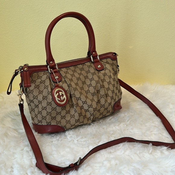 💯Authentic Gucci Canvas Brown and Red Women's Bag🍀 - Picture 13 of 15